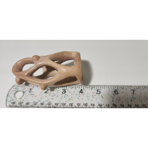 African Soapstone Figurine Hand Carved Family 3 Children 1 Adult 4 in High - Picture 4 of 5